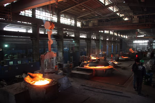 Steel coils in production